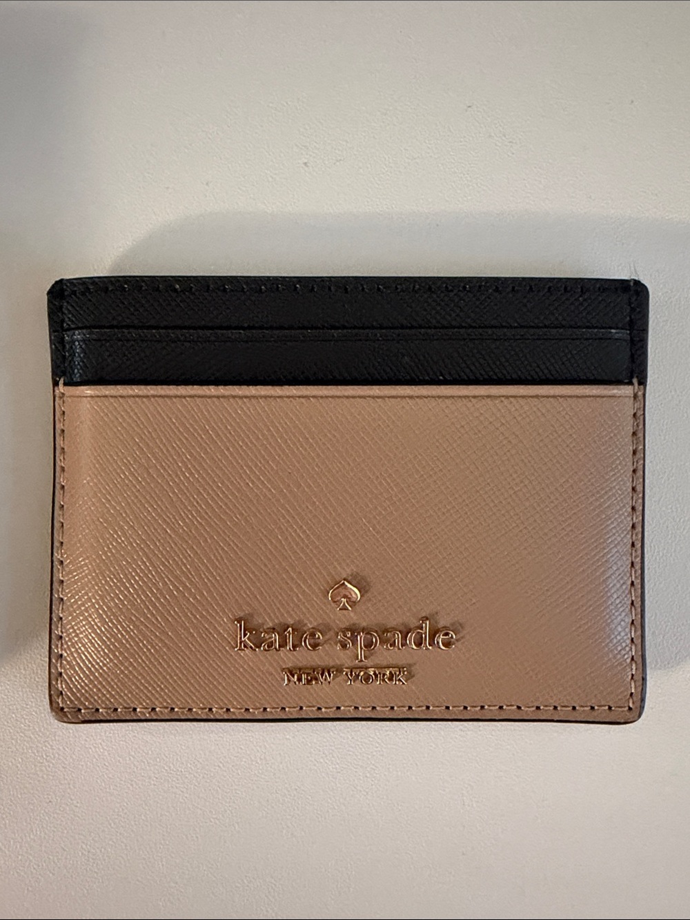 kate spade Two-Tone Black and Beige Leather Card Case